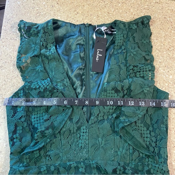 NWOT Lulus Molinetto Forest Green Lace Ruffled Tiered Sleeveless Maxi Dr… - Picture 6 of 10